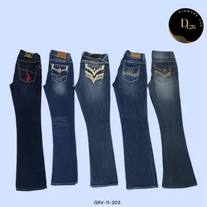 Y2K Dark Blue Denim Flare Jeans – Retro 2000s Aesthetic(GRV-11-203)