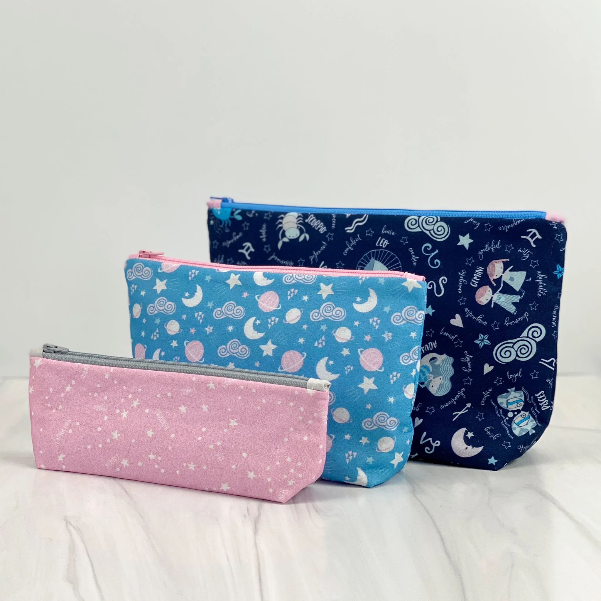 Zipper Pouches, 3 Sizes - Beginner Sewing Pattern & Video Tutorial