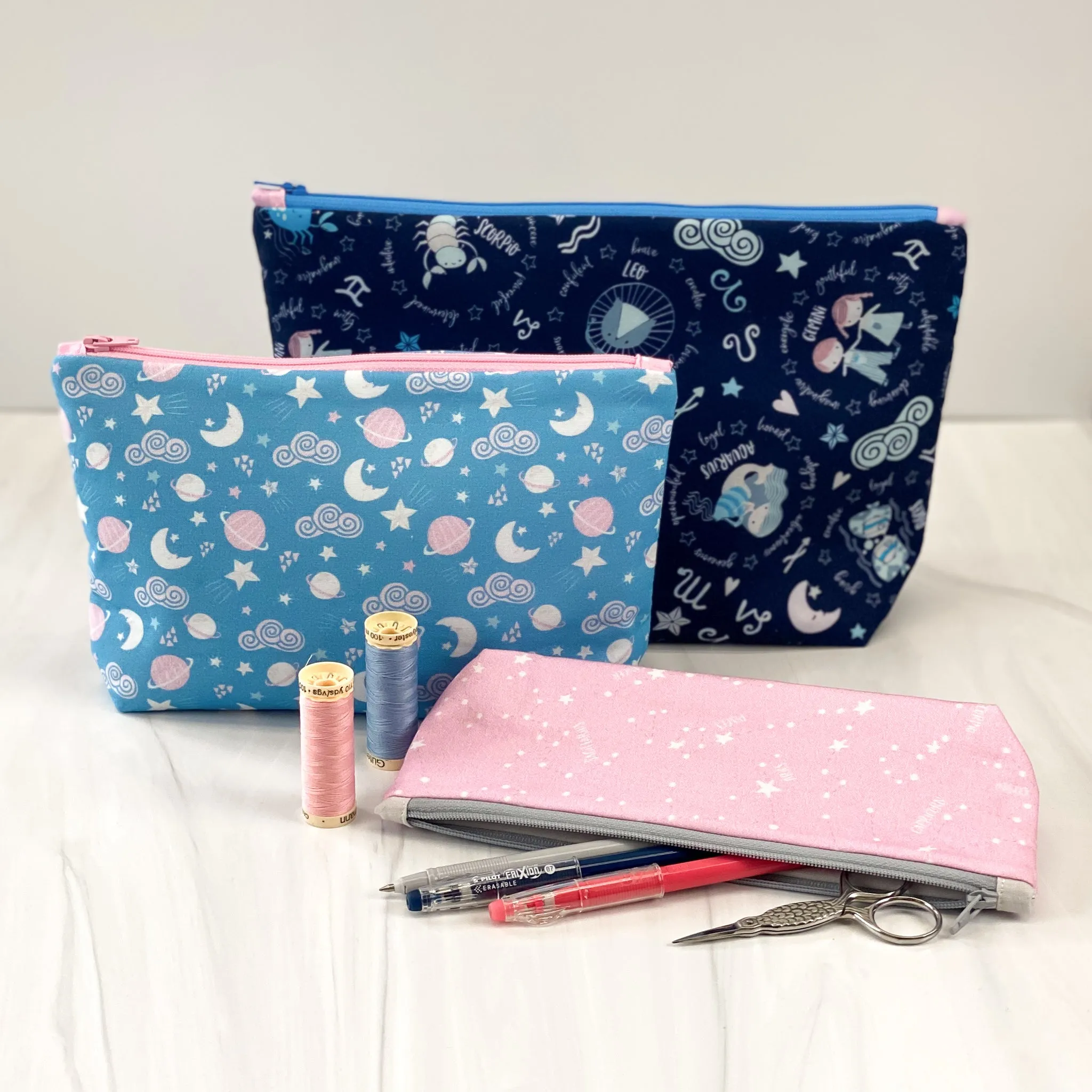 Zipper Pouches, 3 Sizes - Beginner Sewing Pattern & Video Tutorial