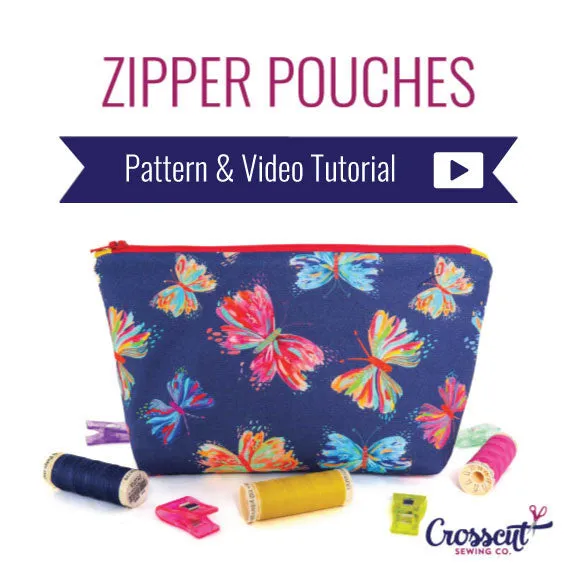 Zipper Pouches, 3 Sizes - Beginner Sewing Pattern & Video Tutorial
